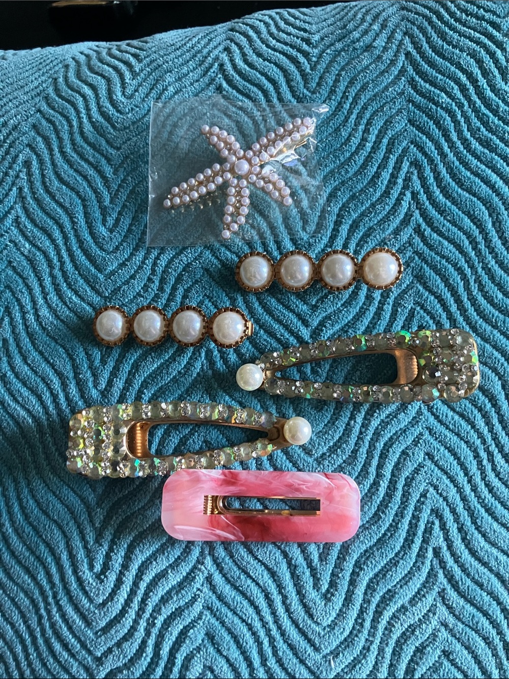 Pearl & Pink Kids Hair Clip Set with Glitter Accents